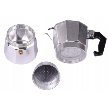 KAWIARKA ALUMINIOWA ZAPARZACZ DO KAWY KAFETERKA 3 filiżanki 150 ml SREBRNA